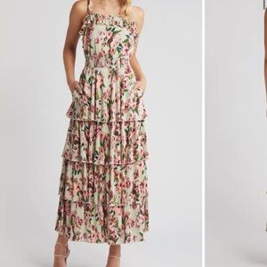 Chelsea28 Plissé Tiered Maxi Dress